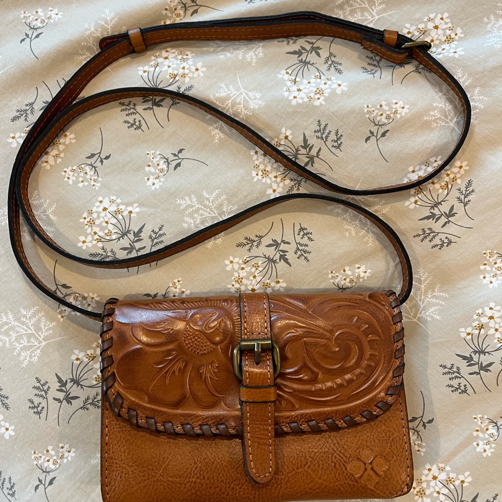 Patricia Nash Torri Florence Crossbody Elegant Brown Leather Crossbody Bag